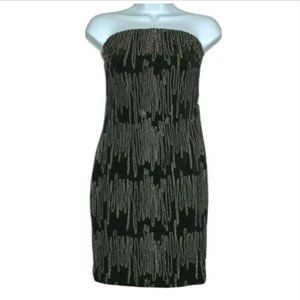 Charlotte Russe Sheath Dress Size S Strapless Black Velvet Metallic Back Zip LBD